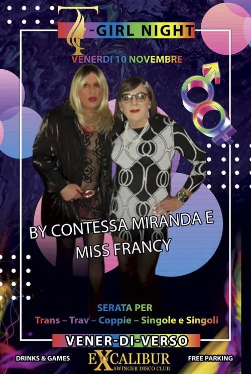 Swinger club prive evento T-Girl Night By Contessa Miranda & Miss Francy