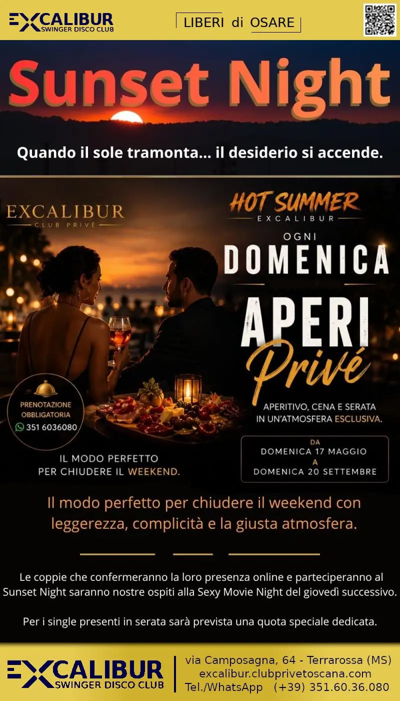 Swinger club prive evento Sunset night Aperiprivè