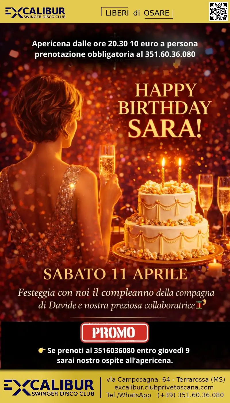 Swinger club prive evento Happy Birthday Sara