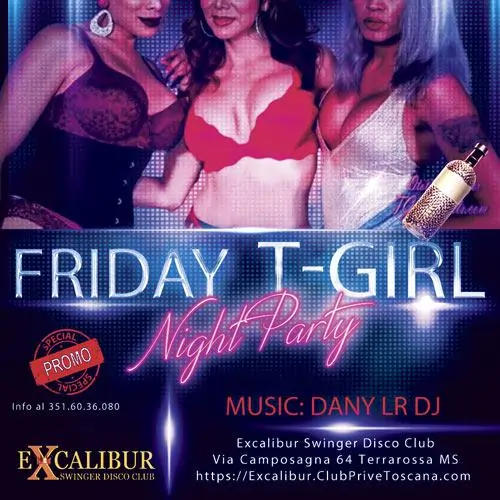 Swinger club prive evento Friday T-GIRL Party Night